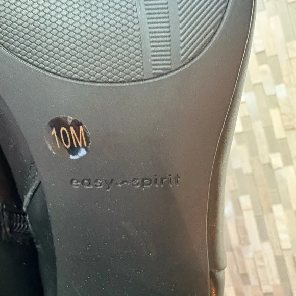 NEW EASY SPIRIT Black Leather Knee Boots Sz 10 Round Toe Block Heel Side Zip - Picture 11 of 12